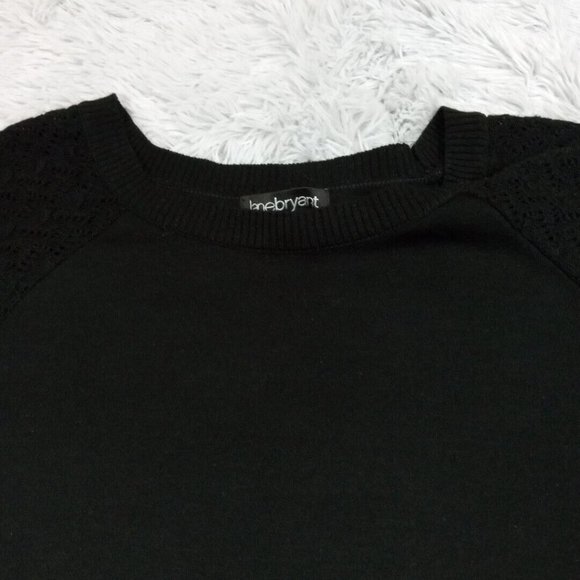 Lane Bryant Womens Dress Black Plus 18 20 Crochet Midi Stretch Round Neck - Picture 5 of 11